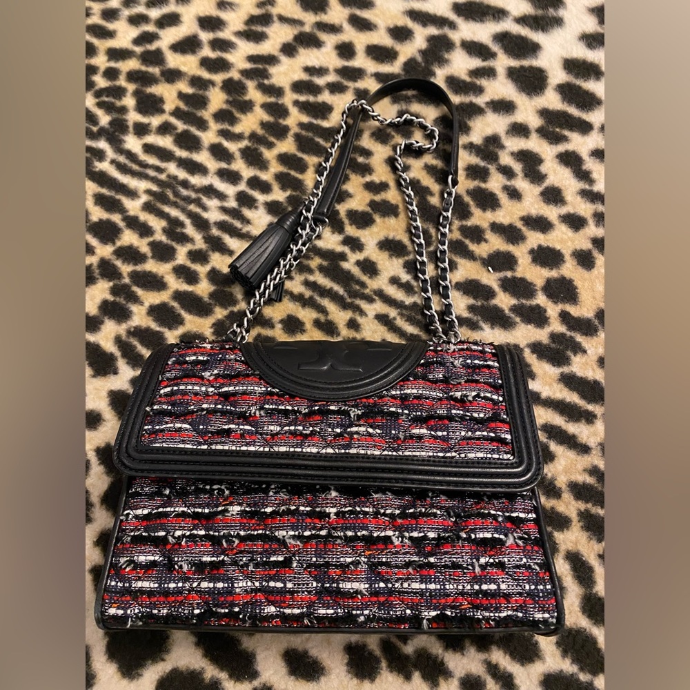 Tory Burch Fleming Tweed Convertible Shoulder Bag - Picture 7 of 9